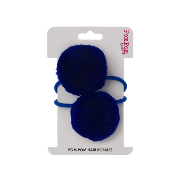 Set of 2 Indigo Blue Pom Pom Hair Bobbles by Pom Pom Galore